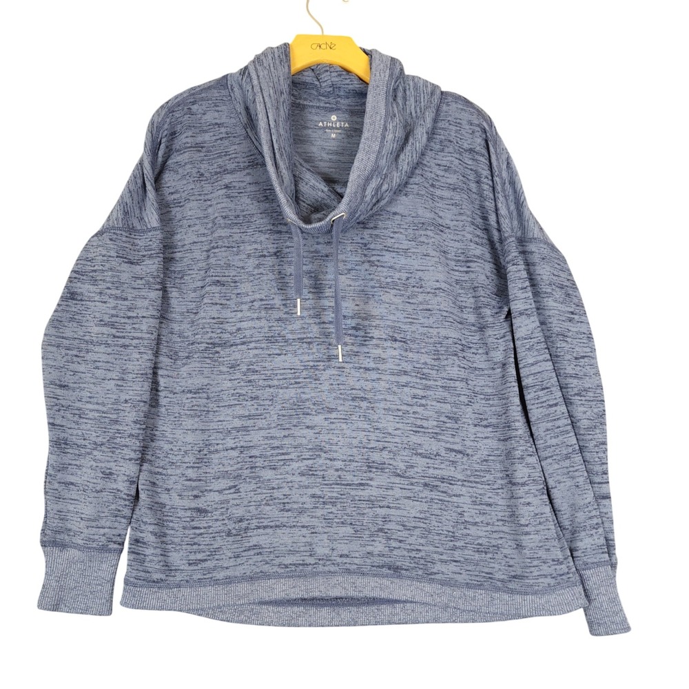 Athleta Blue Marled Cowl Neck Long Sleeve‎ Pullover Sweatshirt Top Size M